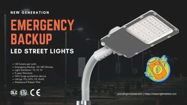 Lightide Emergency Backup led street lights IP66 & 30-200 watts