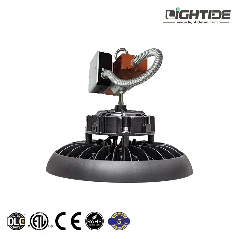 Lightide-2ND-GEN-UBA-series-UFO-LED-high-bay-lights-with-horinzontal-emergency-battery