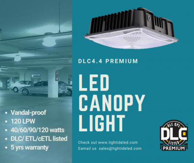 Lightide DLC premium LED Canopy & Garage Lights 40-60-90-120 watts