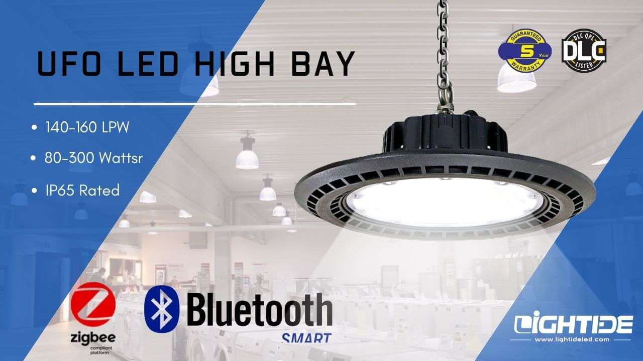 Lightide Zigbee & Bluetooth ufo led high bay light fixture for industrial lighting