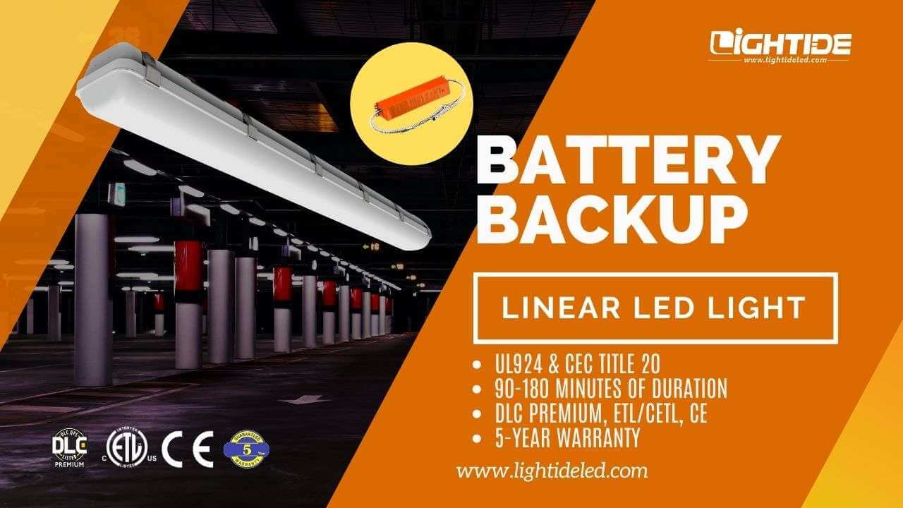 Lightide linear Emergency led high bay_garage lights for power outages
