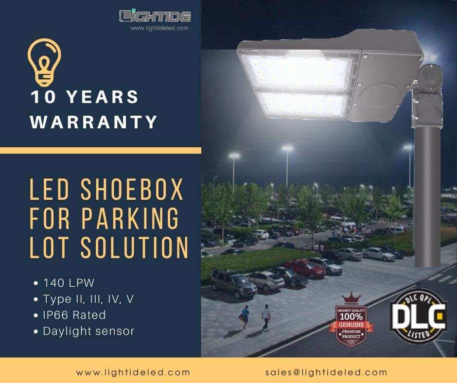 LED Parking Lot Light 100/150/200/300Watt Dusk to Dawn Shoebox Photocell Sensor 