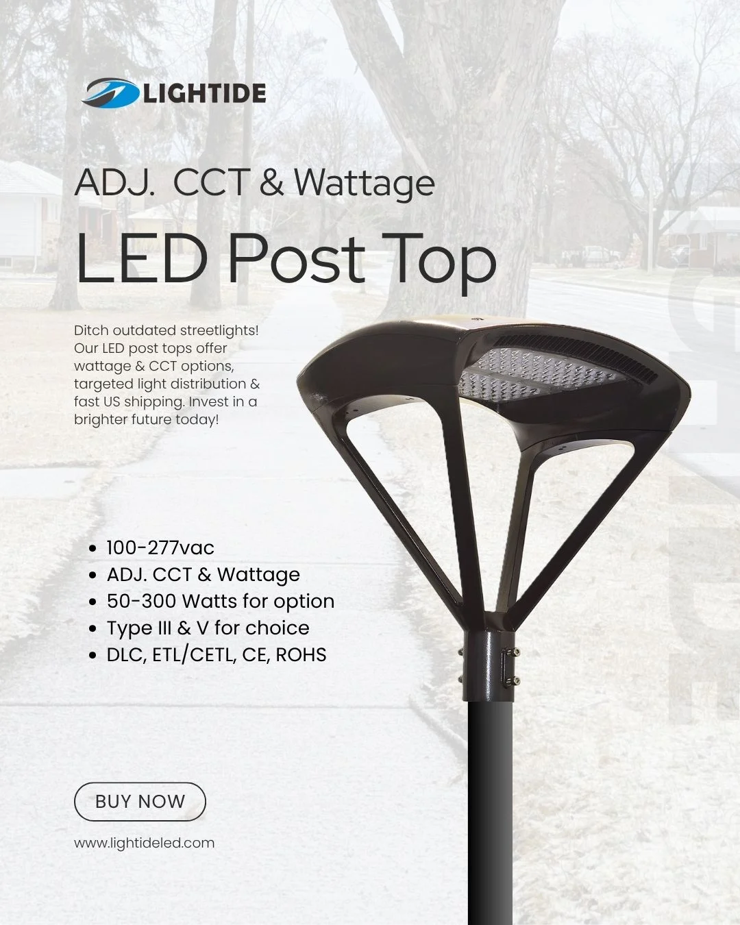 Lightide High Efficacy DLC led Post Top Light_street light PTD Lightide High Efficacy DLC led Post Top Light_street light PTD