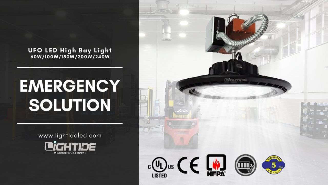 Lightide DLC-CE UFO led high bay light battery backup 60W-240W