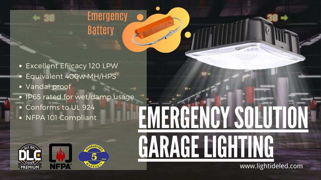 Lightide UL924 & DLC LED CANOPY light battery backup