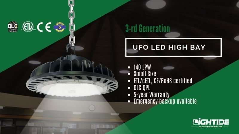 Lightide 3rd-gen ufo led high bay lights_industrial light fixtures