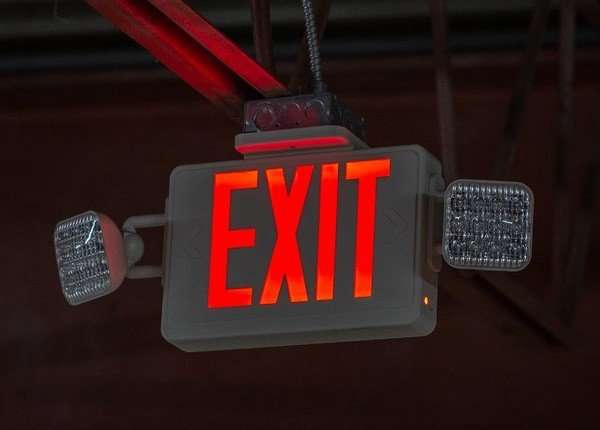 LED Exit Sign & Emergency Light RED Compact Combo UL924 Fire Safety COMBORJR 
