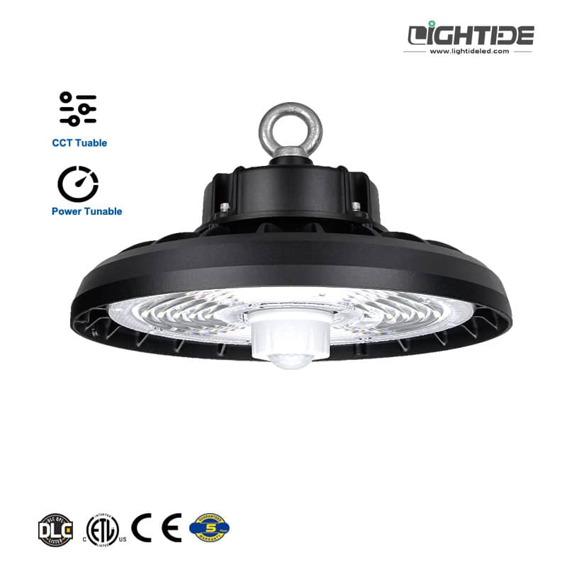 Lightide-CCT-&-Wattage-Selectable-DLC-UFO-led-HIGH-BAY-lights motion sensor