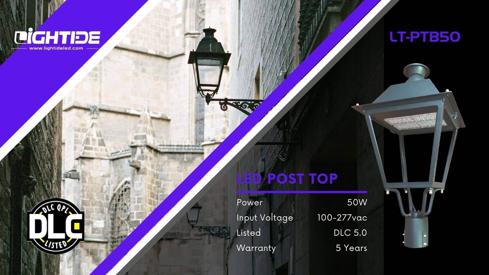 Lightide DLC led Post Top Light_street light PTB50