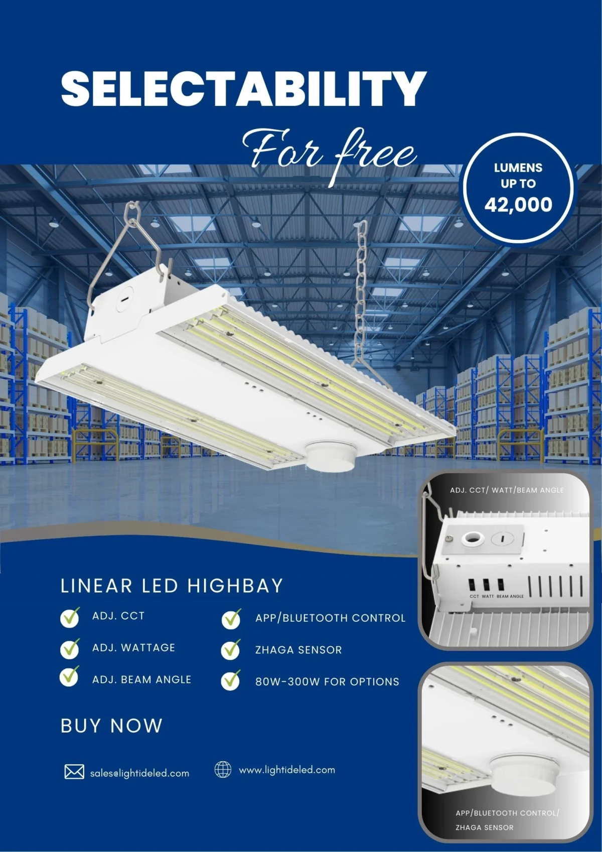 Lightide ADJ CCT-WATT-ANGLE APP-WIFI-BLUETOOTH Control linear LED High bay lights_ Industrial light Lightide ADJ CCT-WATT-ANGLE APP-WIFI-BLUETOOTH Control linear LED High bay lights_ Industrial light