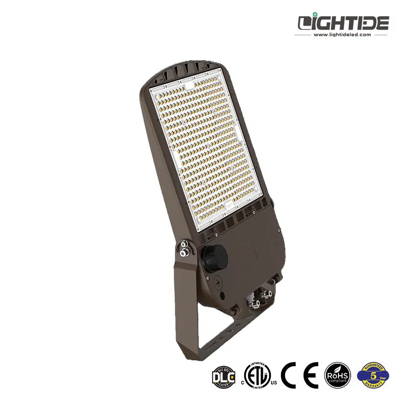 Lightide-DLC-QPL-slim-LED-shoebox-parking-lot-floodlights-yoke-mount