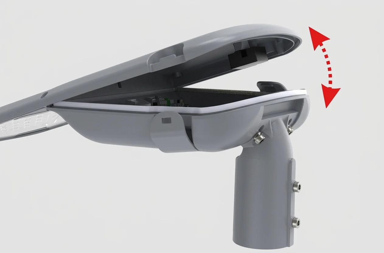 snap-clip locking system for Lightide LED street lamp